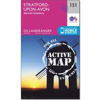 Ordnance Survey Landranger Active 151 Stratford-upon-avon  WarwickandBanbury Map With Digital Version  Pink