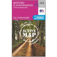Ordnance Survey Landranger Active 153 Bedford  Huntingdon  St. NeotsandBiggleswade Map With Digital Version  Pink