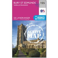 Ordnance Survey Landranger Active 155 Bury St Edmunds  SudburyandStowmarket Map With Digital Version  Pink