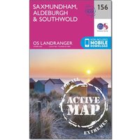 Ordnance Survey Landranger Active 156 Saxmundham  AldeburghandSouthwold Map With Digital Version  Pink