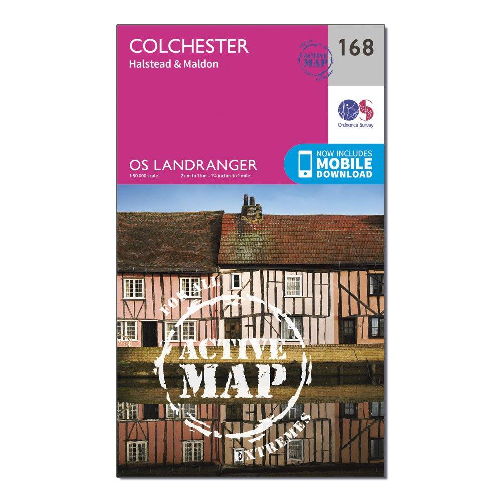 Ordnance Survey Landranger Active 168 Colchester  HalsteadandMaldon Map With Digital Version  Pink