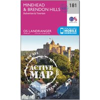 Ordnance Survey Landranger Active 181 MineheadandBrendon Hills  DulvertonandTiverton Map With Digital Version  Pink