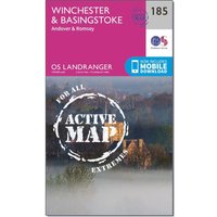 Ordnance Survey Landranger Active 185 WinchesterandBasingstoke  AndoverandRomsey Map With Digital Version  Pink