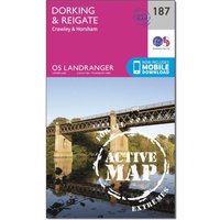 Ordnance Survey Landranger Active 187 Dorking  ReigateandCrawley Map With Digital Version  Pink