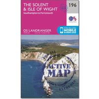 Ordnance Survey Landranger Active 196 The SolentandThe Isle Of Wight  SouthamptonandPortsmouth Map With Digital Version  Pink