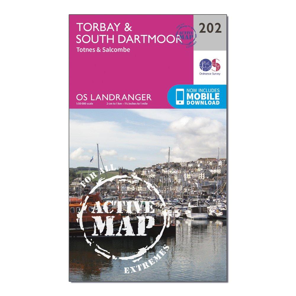 Ordnance Survey Landranger Active 202 Torbay  South Darrmoor  TotnesandSalcombe Map With Digital Version  Pink