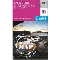 Ordnance Survey Landranger Active 203 Lands End  Isles Of Scilly  St IvesandLizard Point Map With Digital Version  Pink