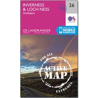 Ordnance Survey Landranger Active 26 InvernessandLoch Ness  Strathglass Map With Digital Version  Pink