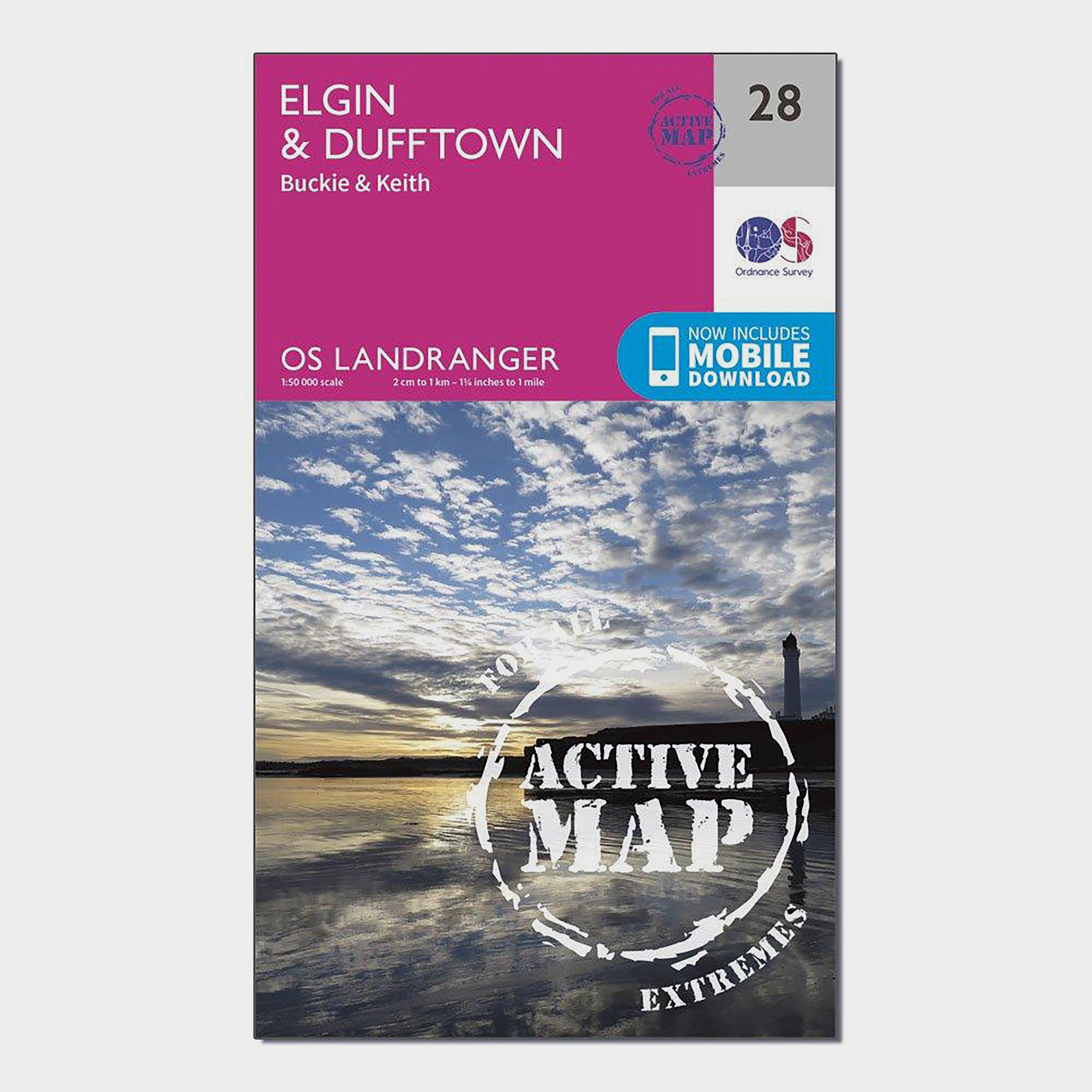 Ordnance Survey Landranger Active 28 Elgin  Dufftown  BuckieandKeith Map With Digital Version  Pink
