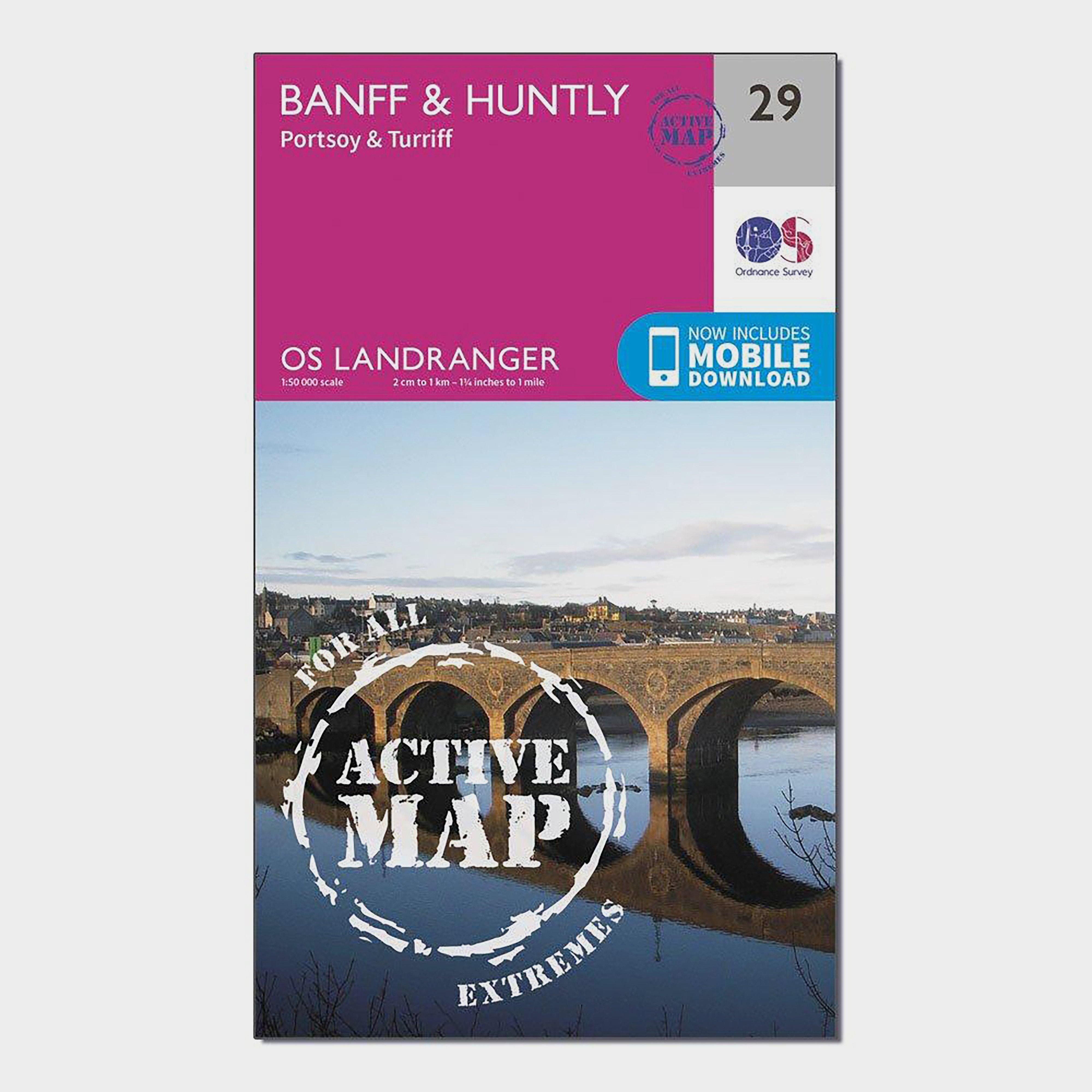 Ordnance Survey Landranger Active 29 BanffandHuntly  PortsoyandTurriff Map With Digital Version  Pink