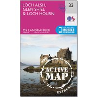 Ordnance Survey Landranger Active 33 Loch Alsh  Glen ShielandLoch Hourn Map With Digital Version  Pink