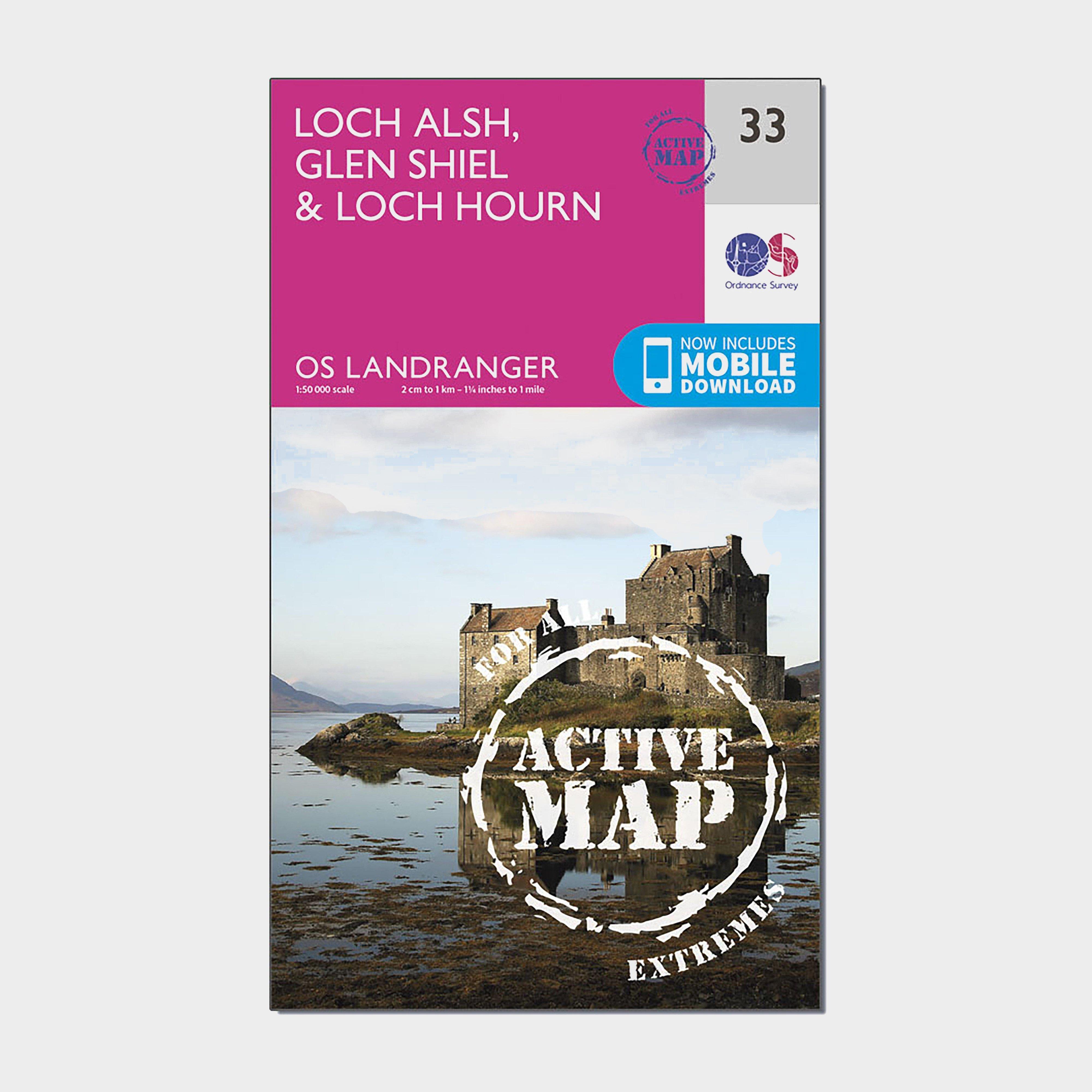 Ordnance Survey Landranger Active 33 Loch Alsh  Glen ShielandLoch Hourn Map With Digital Version  Pink