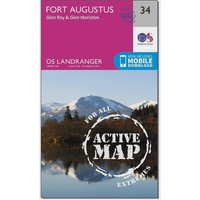Ordnance Survey Landranger Active 34 Fort Augustus  Glen RoyandGlen Moriston Map With Digital Version  Pink