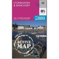 Ordnance Survey Landranger Active 45 StonehavenandBanchory Map With Digital Version  Pink
