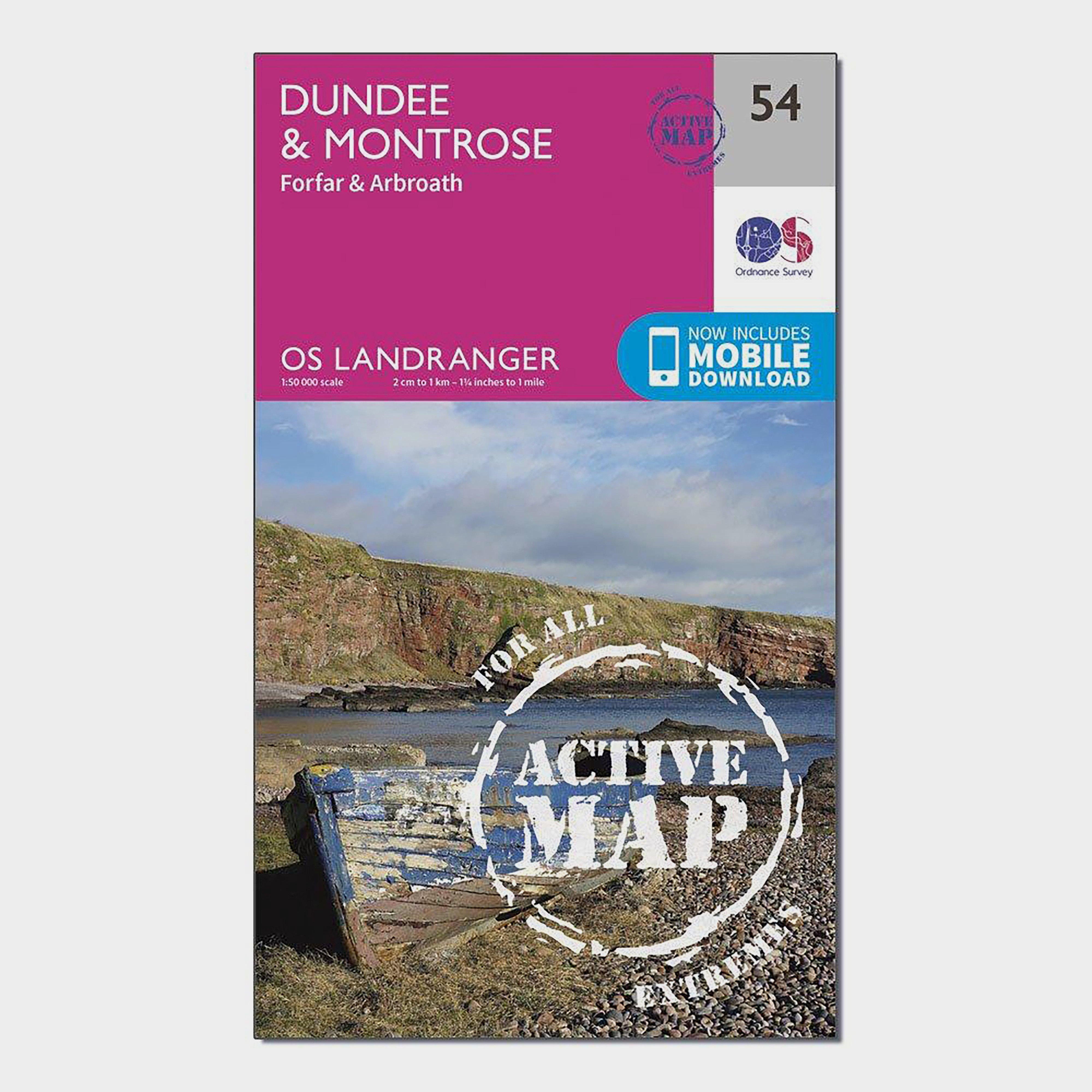 Ordnance Survey Landranger Active 54 DundeeandMontrose  ForfarandArbroath Map With Digital Version  Pink