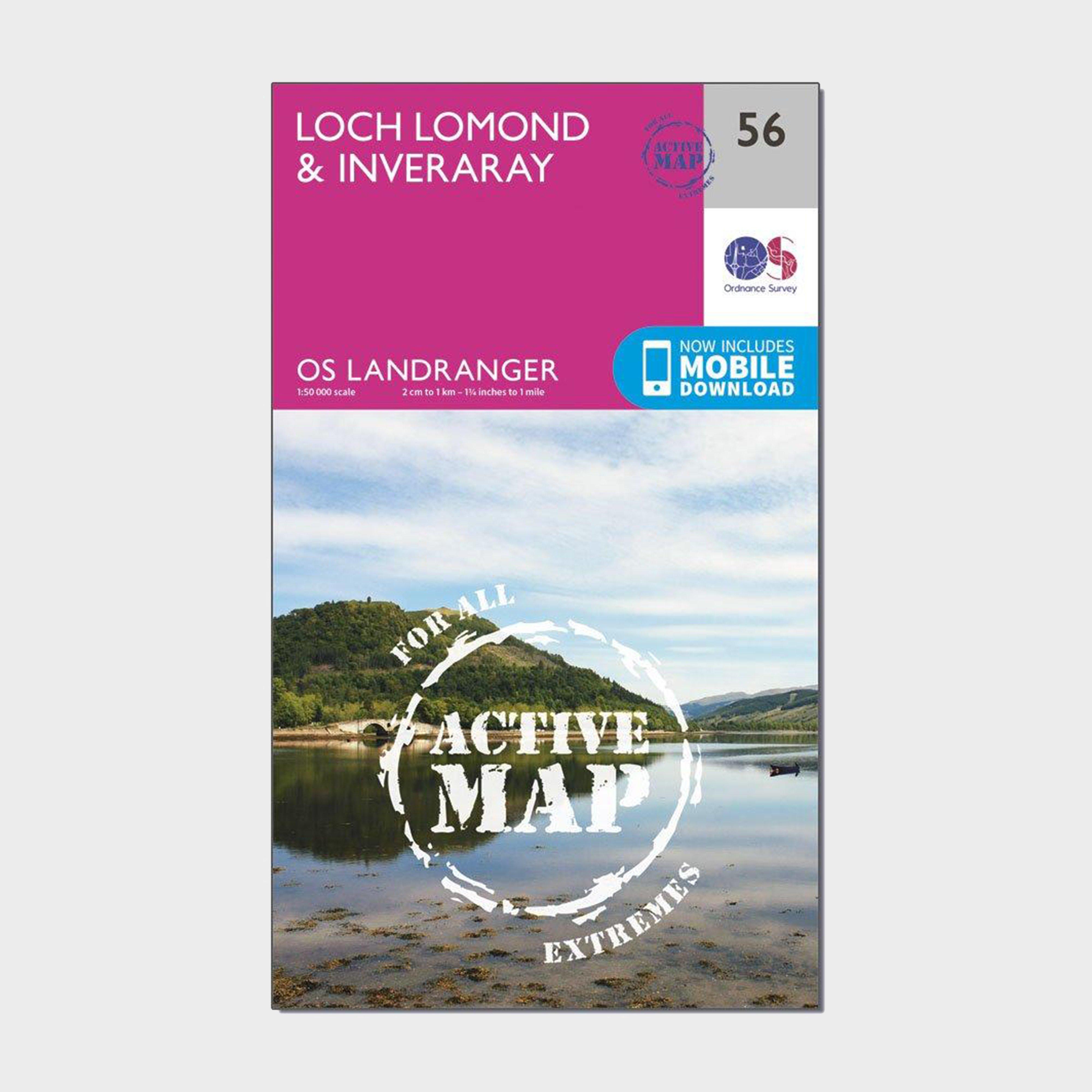 Ordnance Survey Landranger Active 56 Loch LomondandInveraray Map With Digital Version  Pink