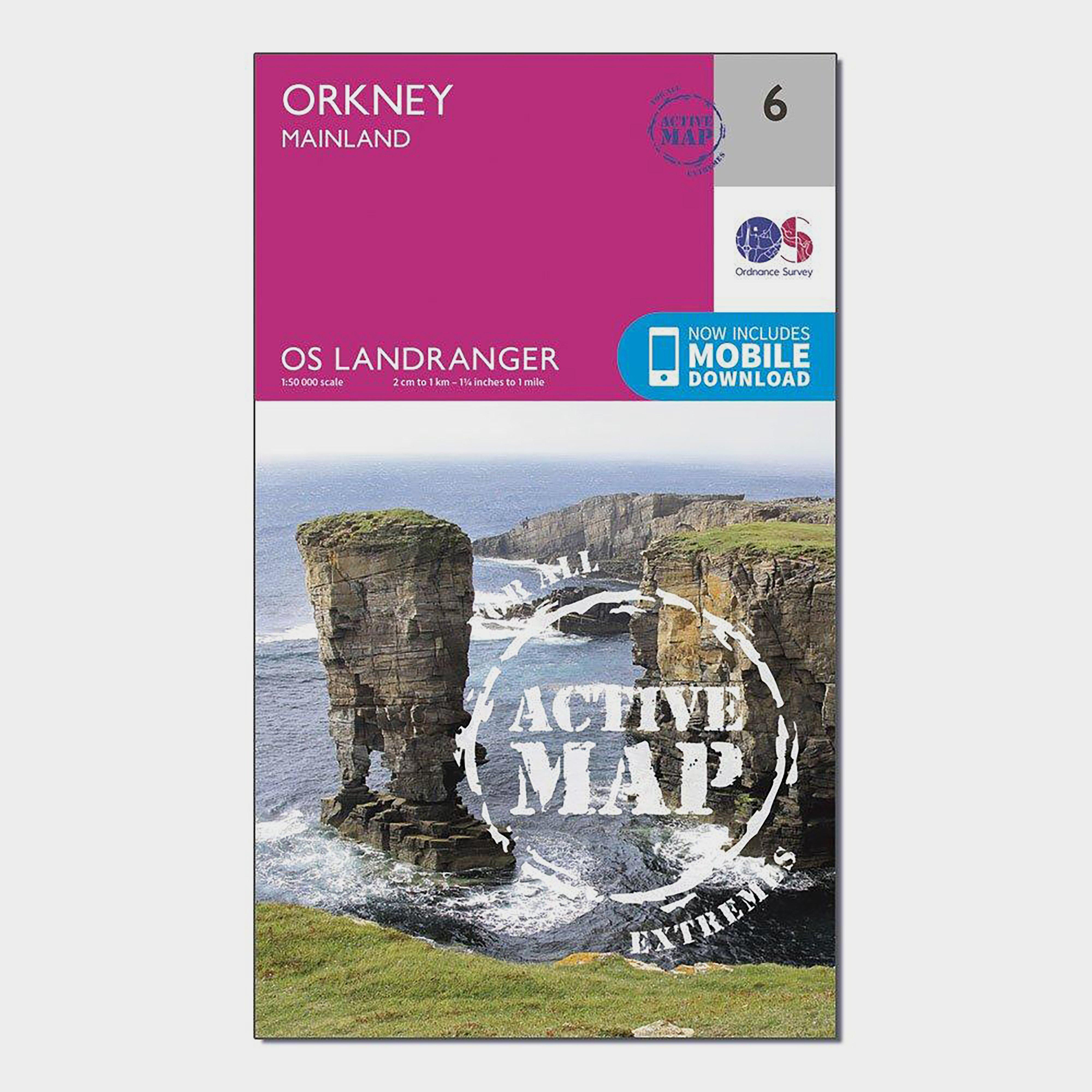 Ordnance Survey Landranger Active 6 Orkney  Mainland Map With Digital Version  Pink