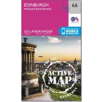 Ordnance Survey Landranger Active 66 Edinburgh  PenicuikandNorth Berwick Map With Digital Version