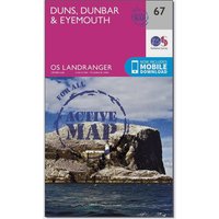 Ordnance Survey Landranger Active 67 Duns  DunbarandEyemouth Map With Digital Version  Pink
