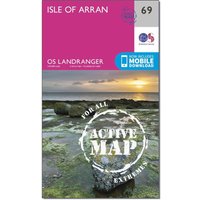 Ordnance Survey Landranger Active 69 Isle Of Arran Map With Digital Version  Pink