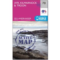 Ordnance Survey Landranger Active 70 Ayr  KilmarnockandTroon Map With Digital Version  Pink