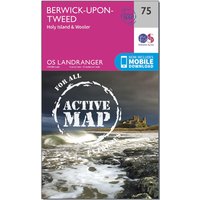 Ordnance Survey Landranger Active 75 Berwick-upon-tweed Map With Digital Version  Pink