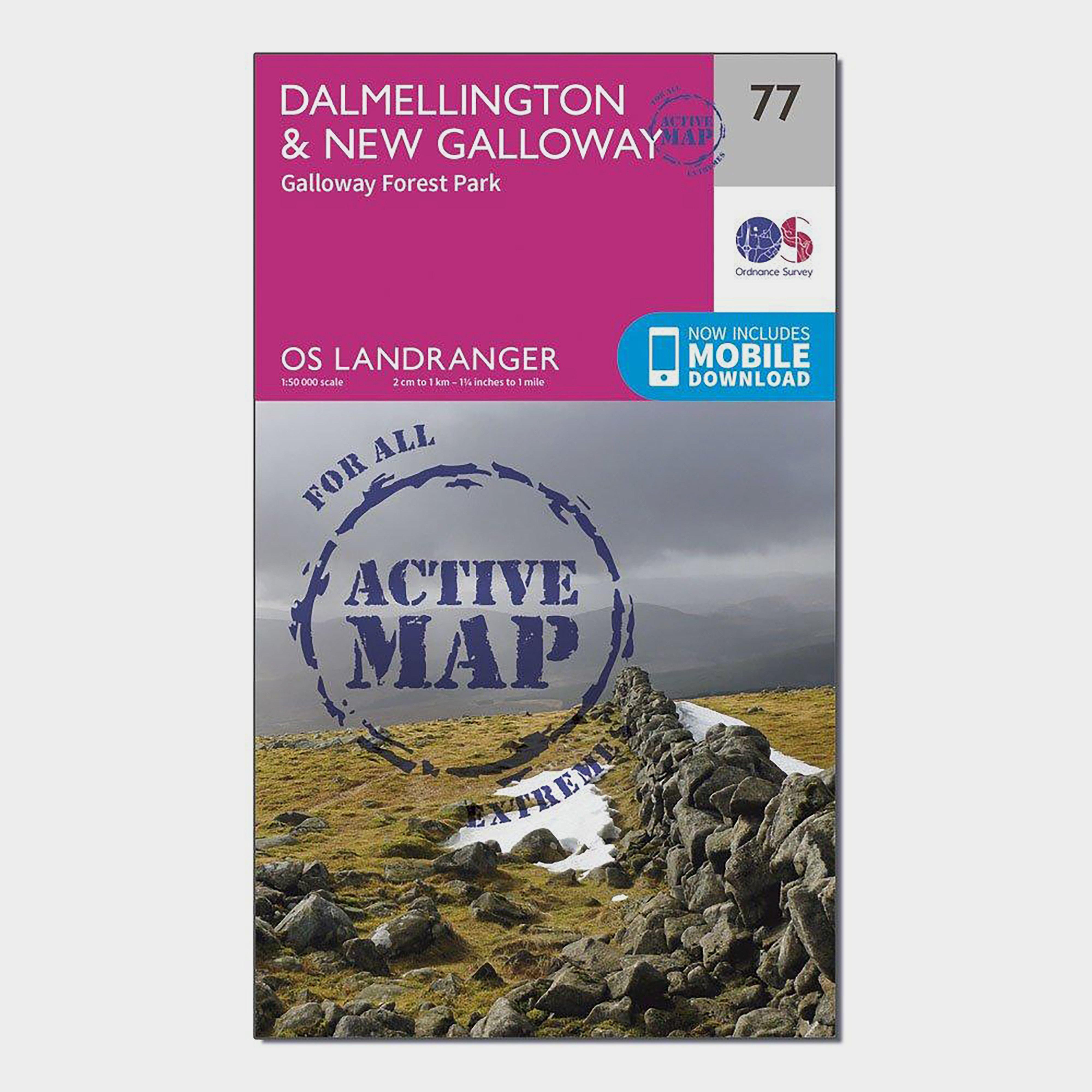 Ordnance Survey Landranger Active 77 DalmellingtonandNew Galloway  Galloway Forest Park Map With Digital Version  Pink