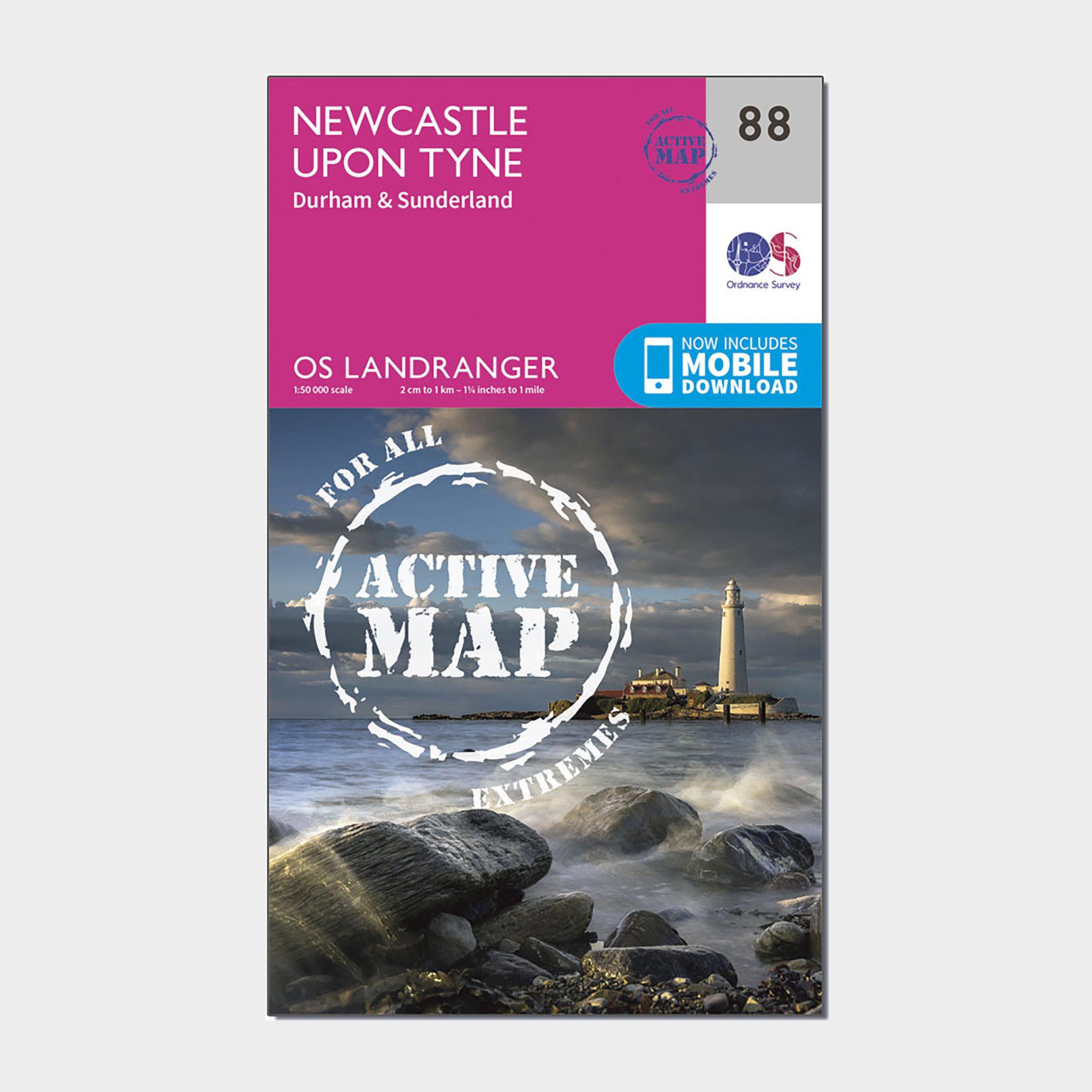 Ordnance Survey Landranger Active 88 Newcastle Upon Tyne  DurhamandSunderland Map With Digital Version  Pink
