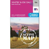 Ordnance Survey Landranger Active 94 Whitby  Esk DaleandRobin Hoods Bay Map With Digital Version  Pink