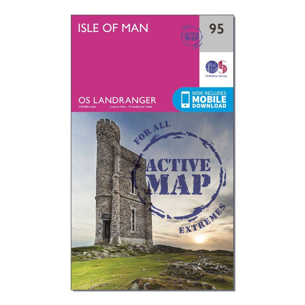 Ordnance Survey Landranger Active 95 Isle Of Man Map With Digital Version  Pink