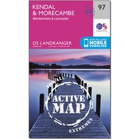 Ordnance Survey Landranger Active 97 Kendal  Morecambe  WindermereandLancaster Map With Digital Version  Pink