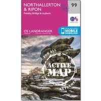 Ordnance Survey Landranger Active 99 NorthallertonandRipon  Pateley BridgeandLeyburn Map With Digital Version  Pink
