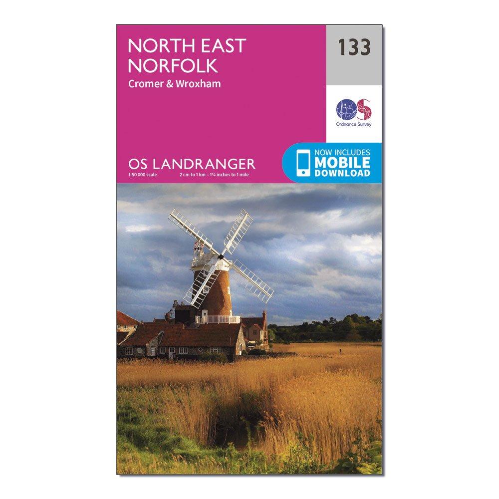 Ordnance Survey Os Landranger 133 North East Norfolk  CromerandWroxham Map  Pink