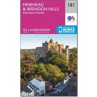 Ordnance Survey Os Landranger 181 MineheadandBrendon Hills  DulvertonandTiverton Map  Pink