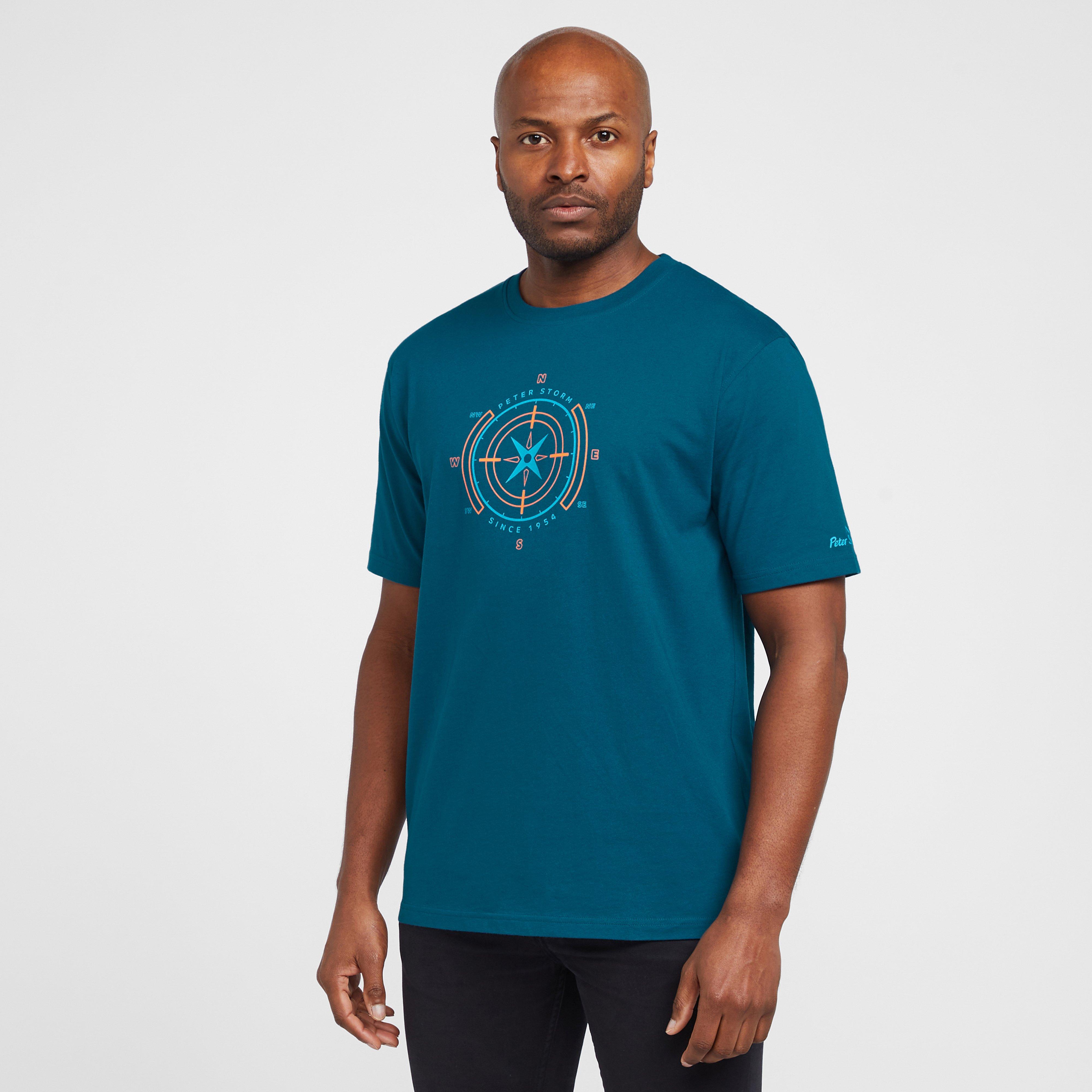Peter Storm Mens Linear Compass T-shirt  Blue