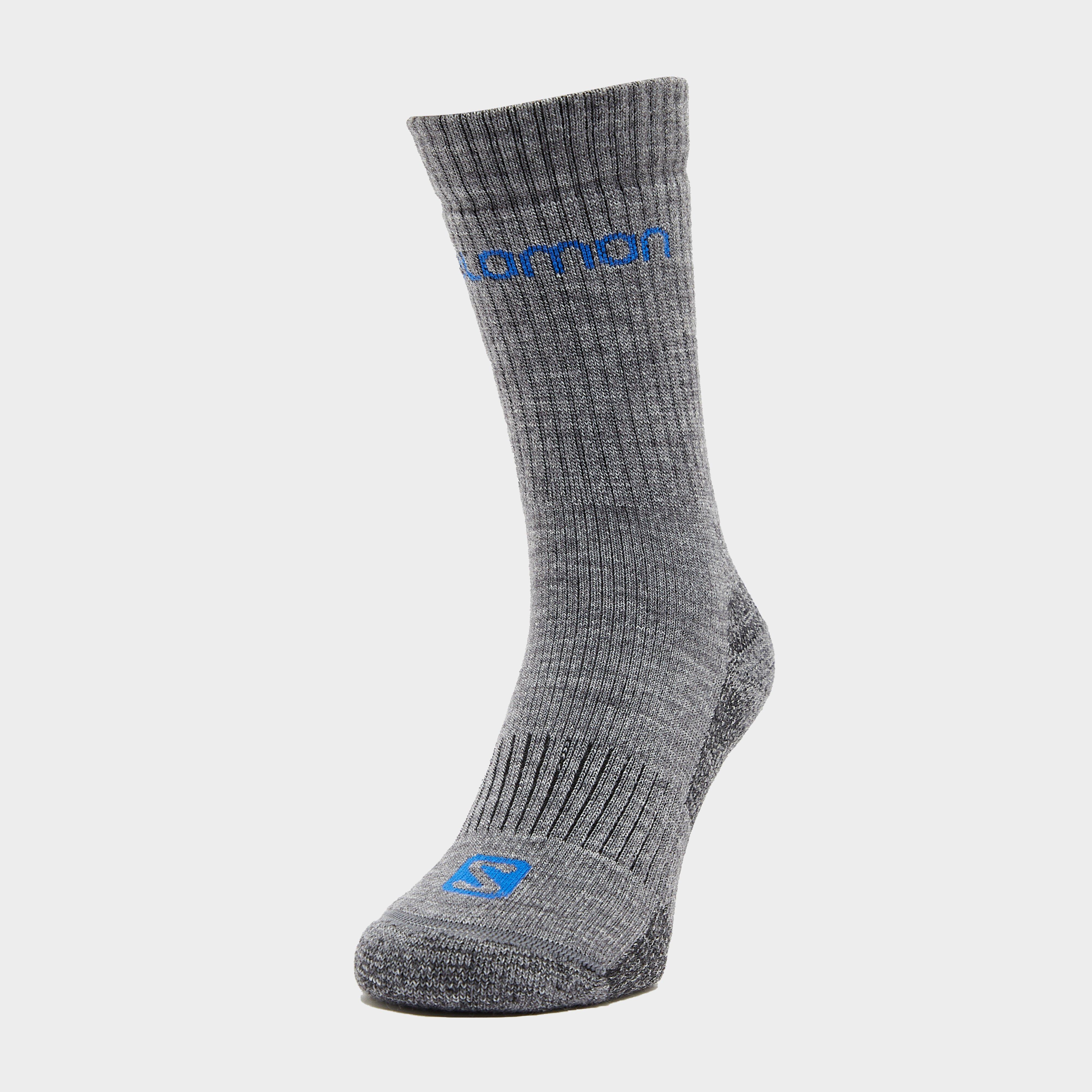 Salomon Mens 2 Pack Mid Weight Outdoor Merino Socks  Grey