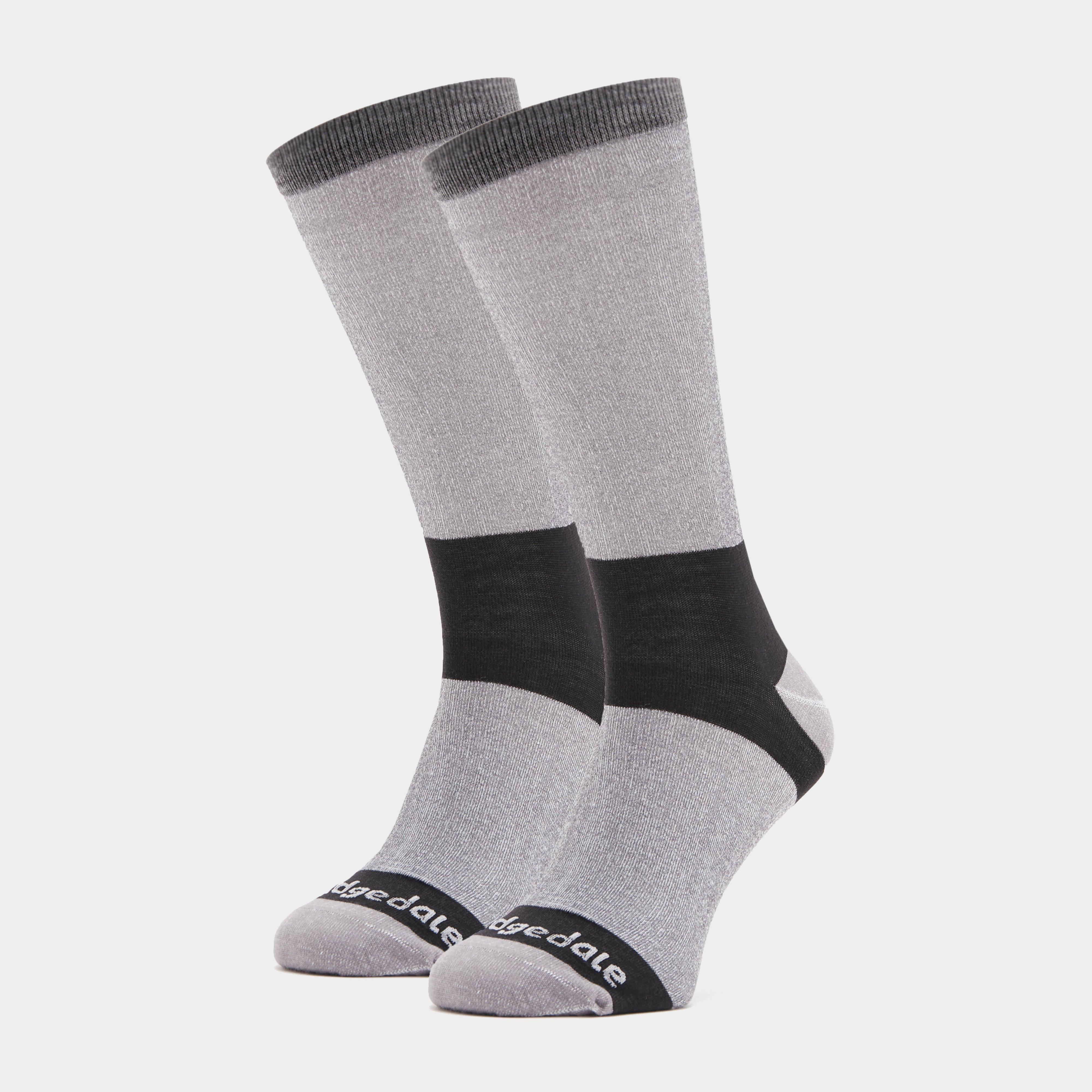 Bridgedale Mens Base Layer Coolmax Liner Boot Socks (2 Pair)  Grey