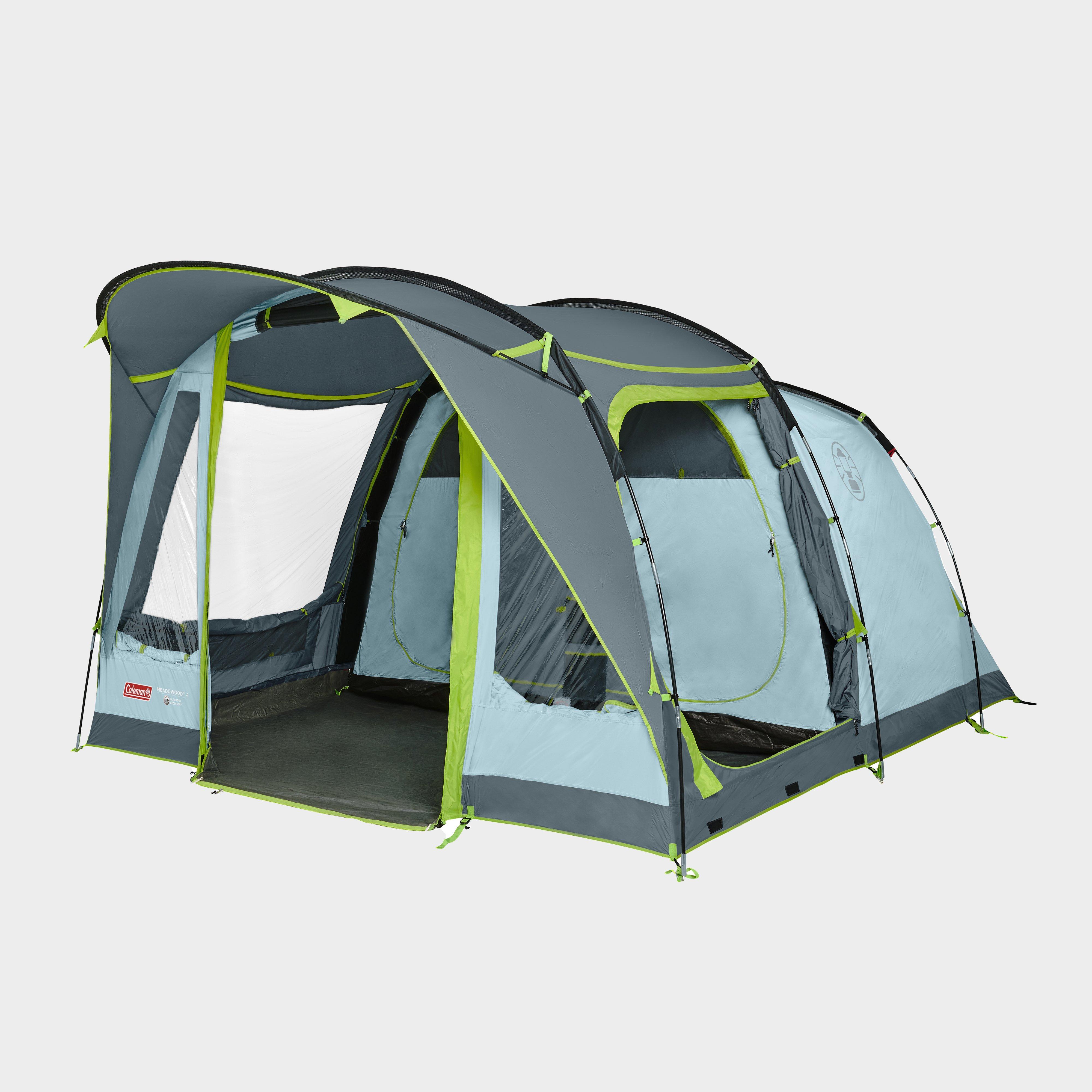 Coleman Meadowood 4 Person Tent With Blackout Bedrooms  Blue