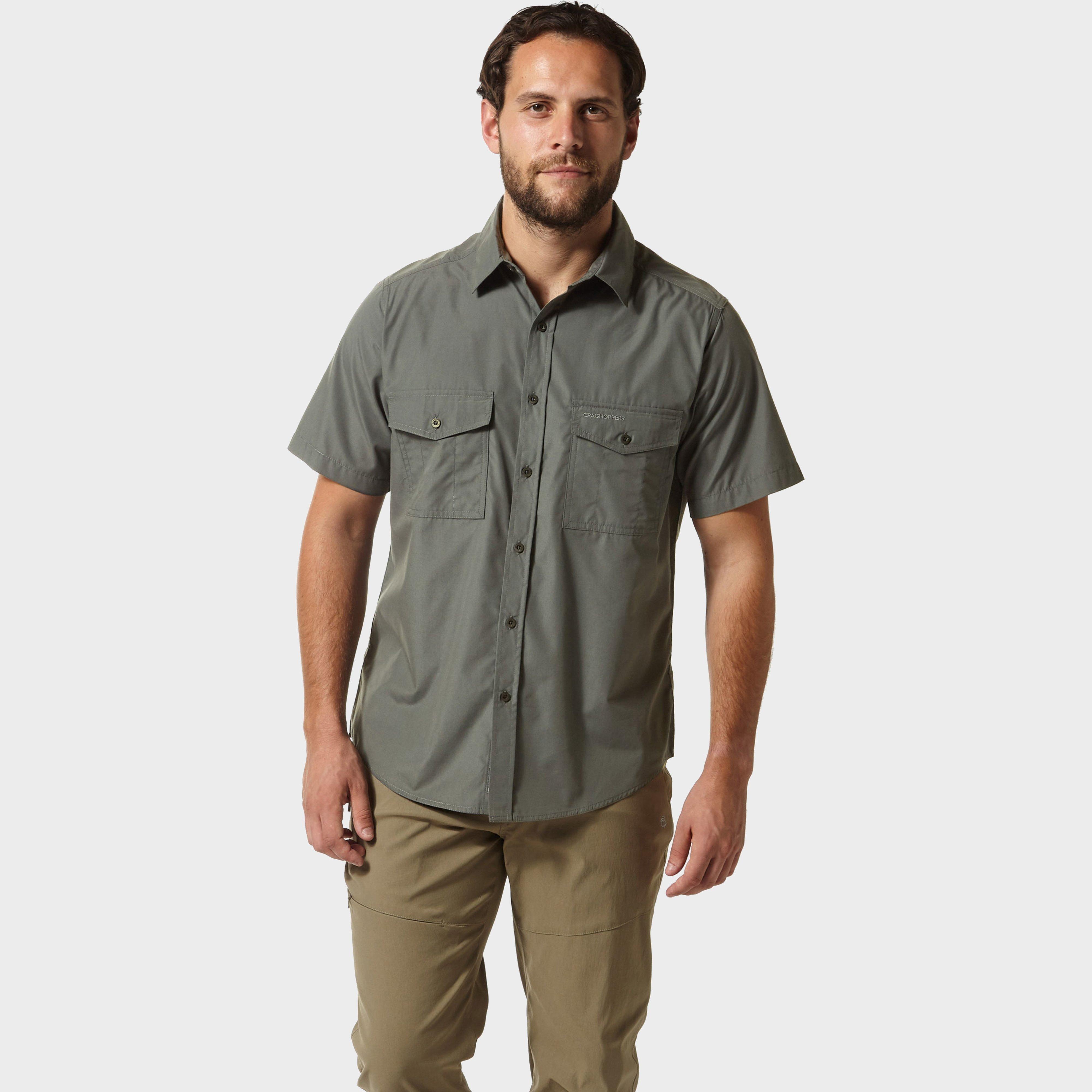 Craghoppers Mens Kiwi Short Sleeved Shirt - Green/dgy  Green/dgy