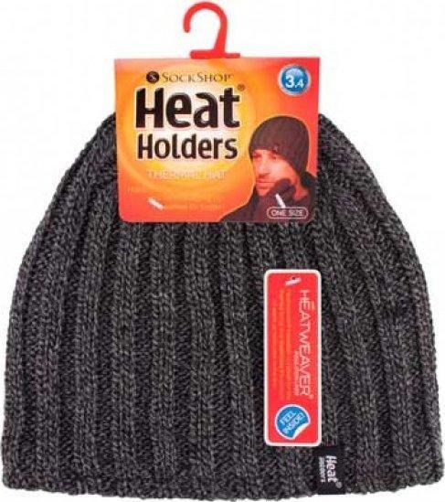 Heat Holders Mens Thermal Chunky Rib Hat - Grey/dark Grey  Grey/dark Grey