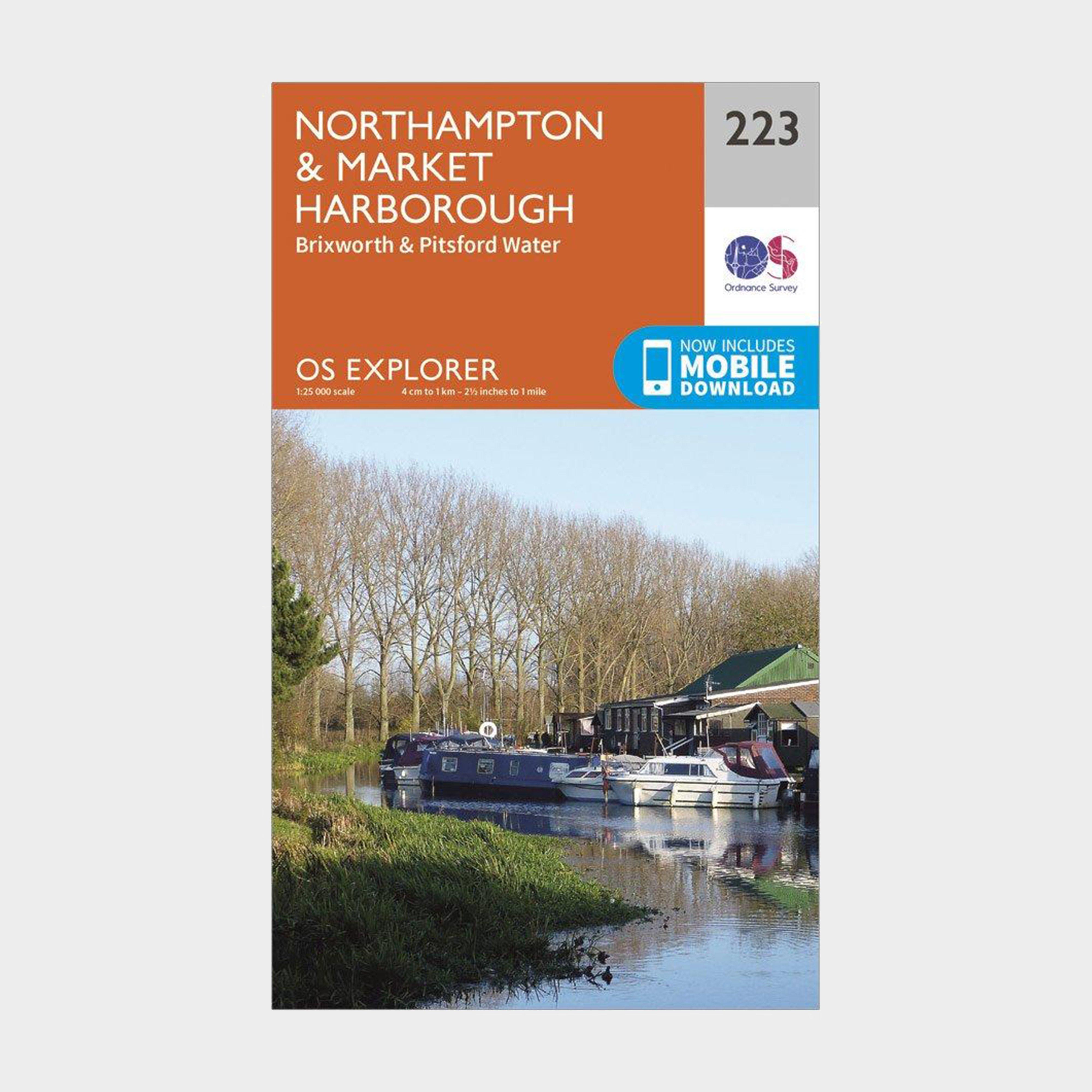 Ordnance Survey Explorer 223 Northampton  Market Harborough  BrixworthandPitsford Water Map With Digital Version - Orange/d  Orange/d