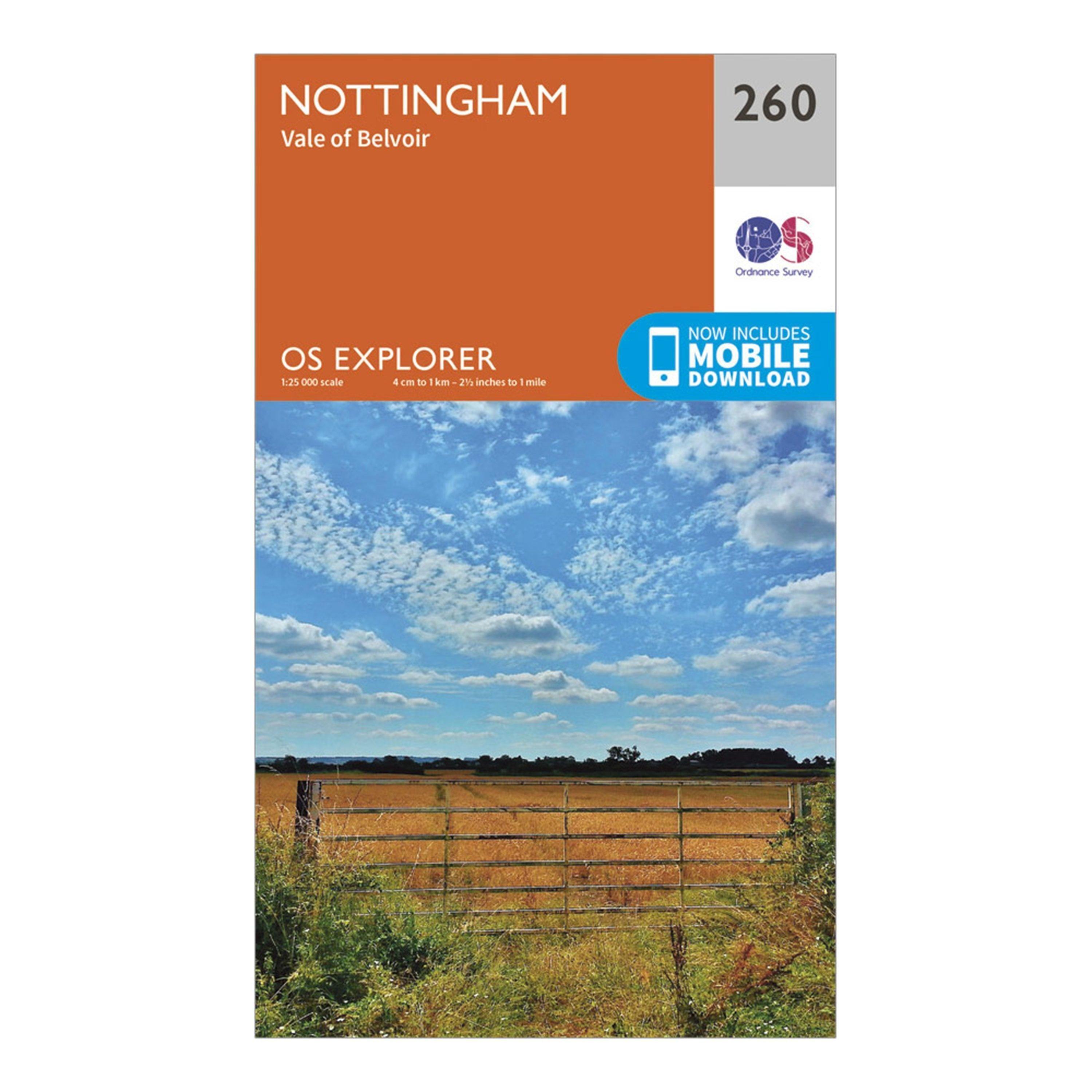 Ordnance Survey Explorer 260 Nottingham Map With Digital Version - Orange/d  Orange/d