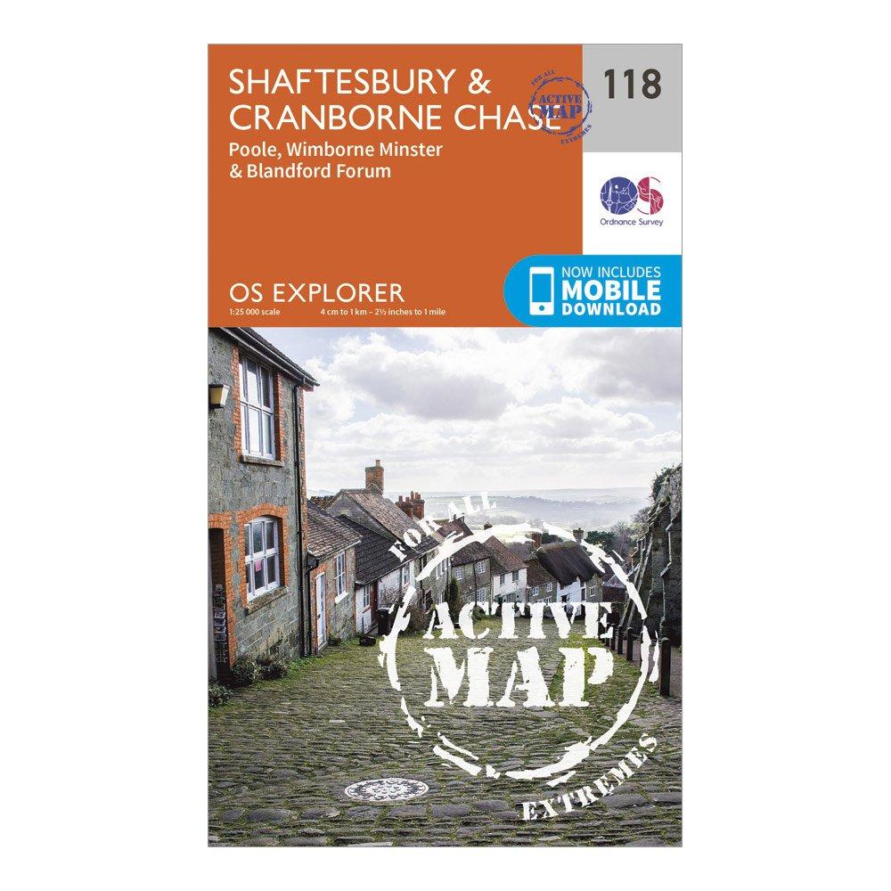 Ordnance Survey Explorer Active 118 ShaftesburyandCranborne Chase Map With Digital Version - Orange/d  Orange/d