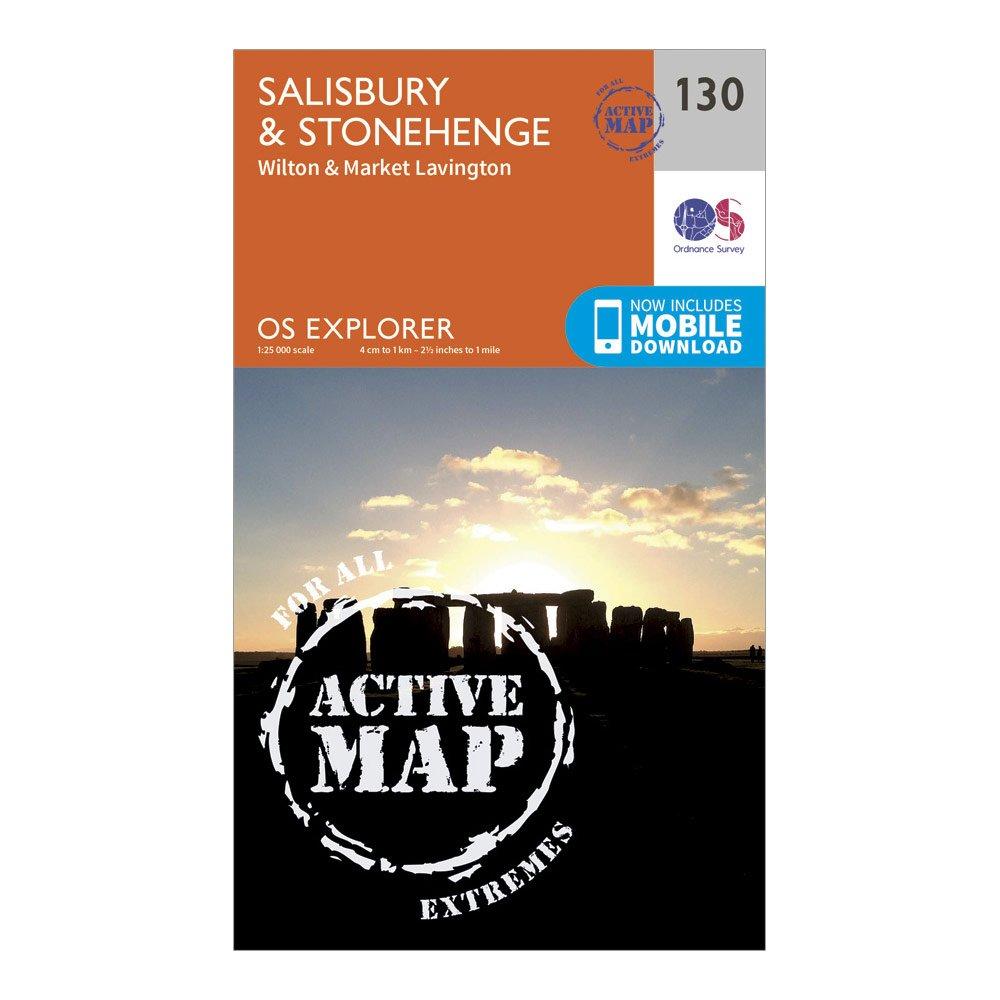 Ordnance Survey Explorer Active 130 SalisburyandStonehenge Map With Digital Version - Orange/d  Orange/d