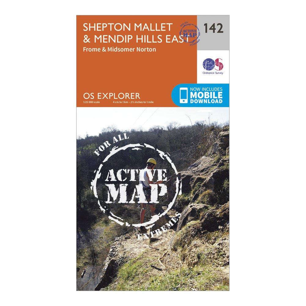 Ordnance Survey Explorer Active 142 Shepton MalletandMendip Hills East Map With Digital Version - Orange/d  Orange/d