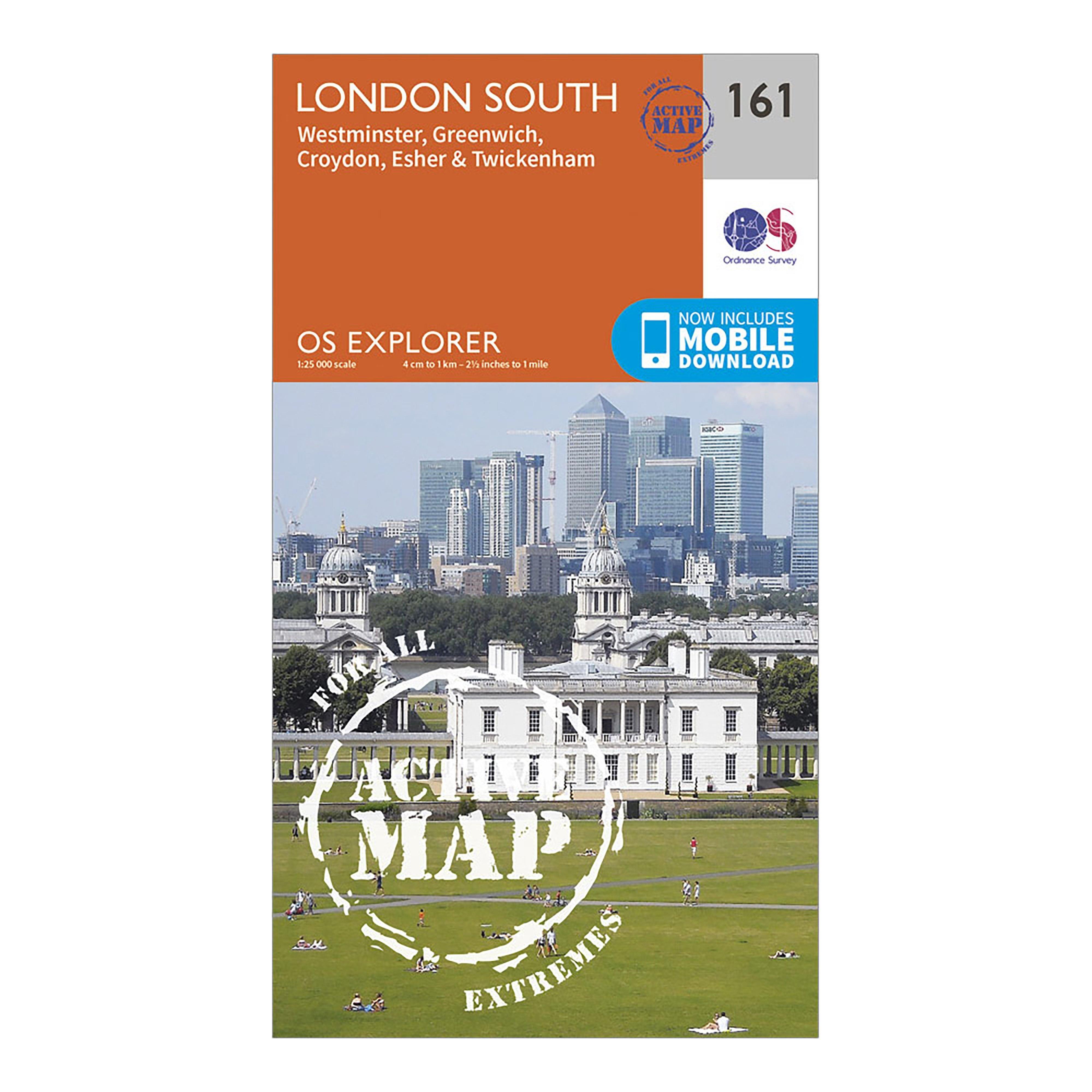 Ordnance Survey Explorer Active 161 London South Map With Digital Version - Orange/orange  Orange/orange