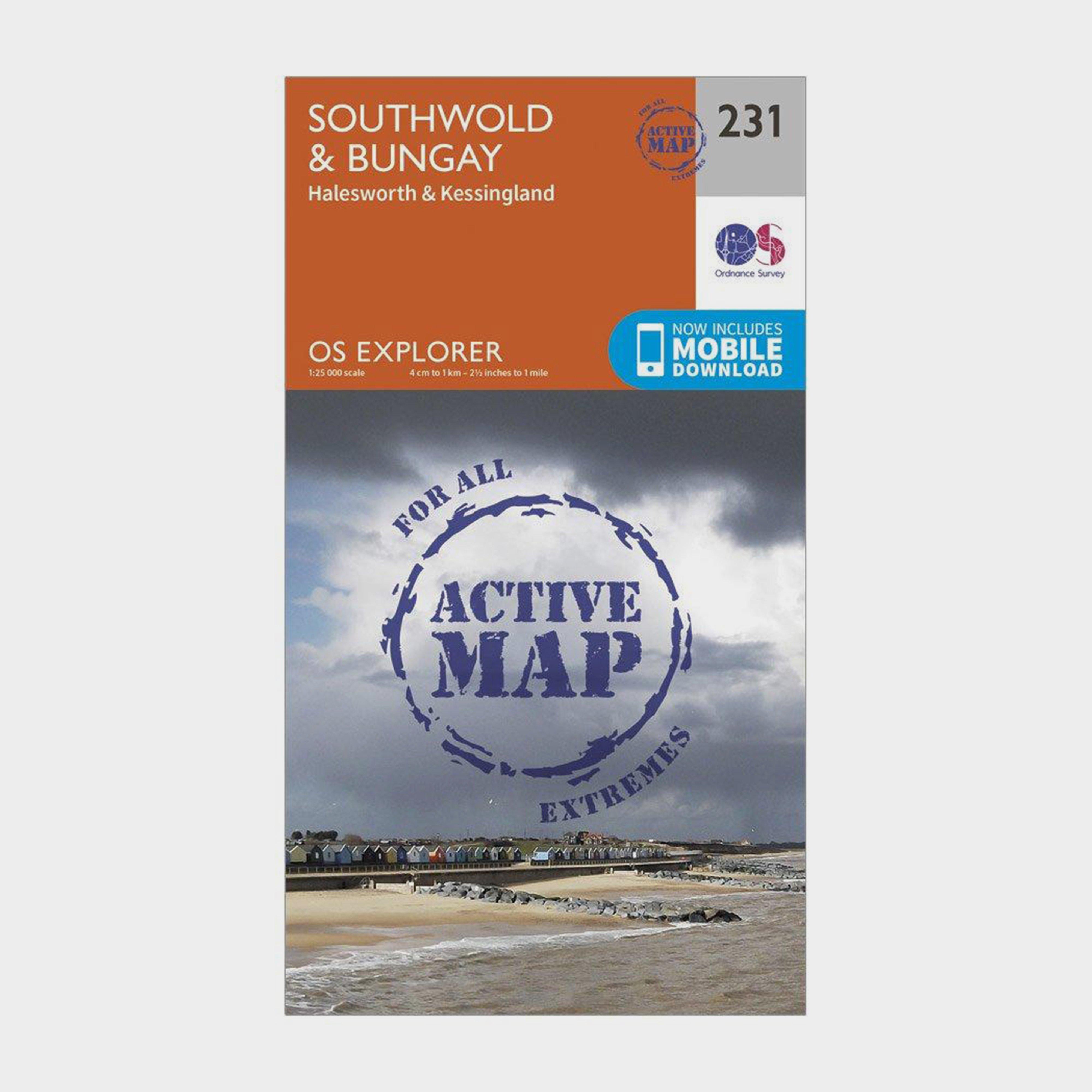 Ordnance Survey Explorer Active 231 SouthwoldandBungay Map With Digital Version - Orange/d  Orange/d