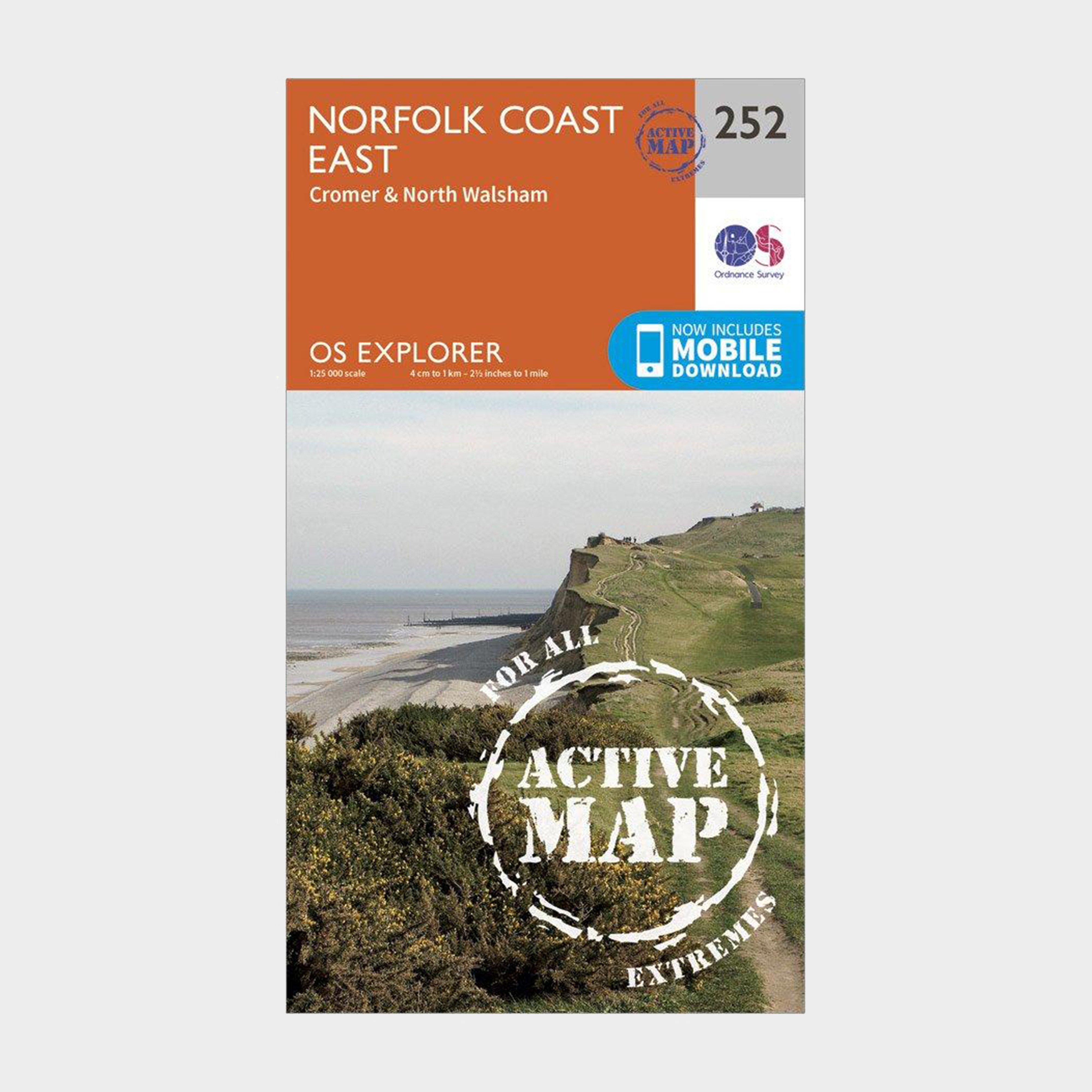 Ordnance Survey Explorer Active 252 Norfolk Coast East Map With Digital Version - Orange/d  Orange/d