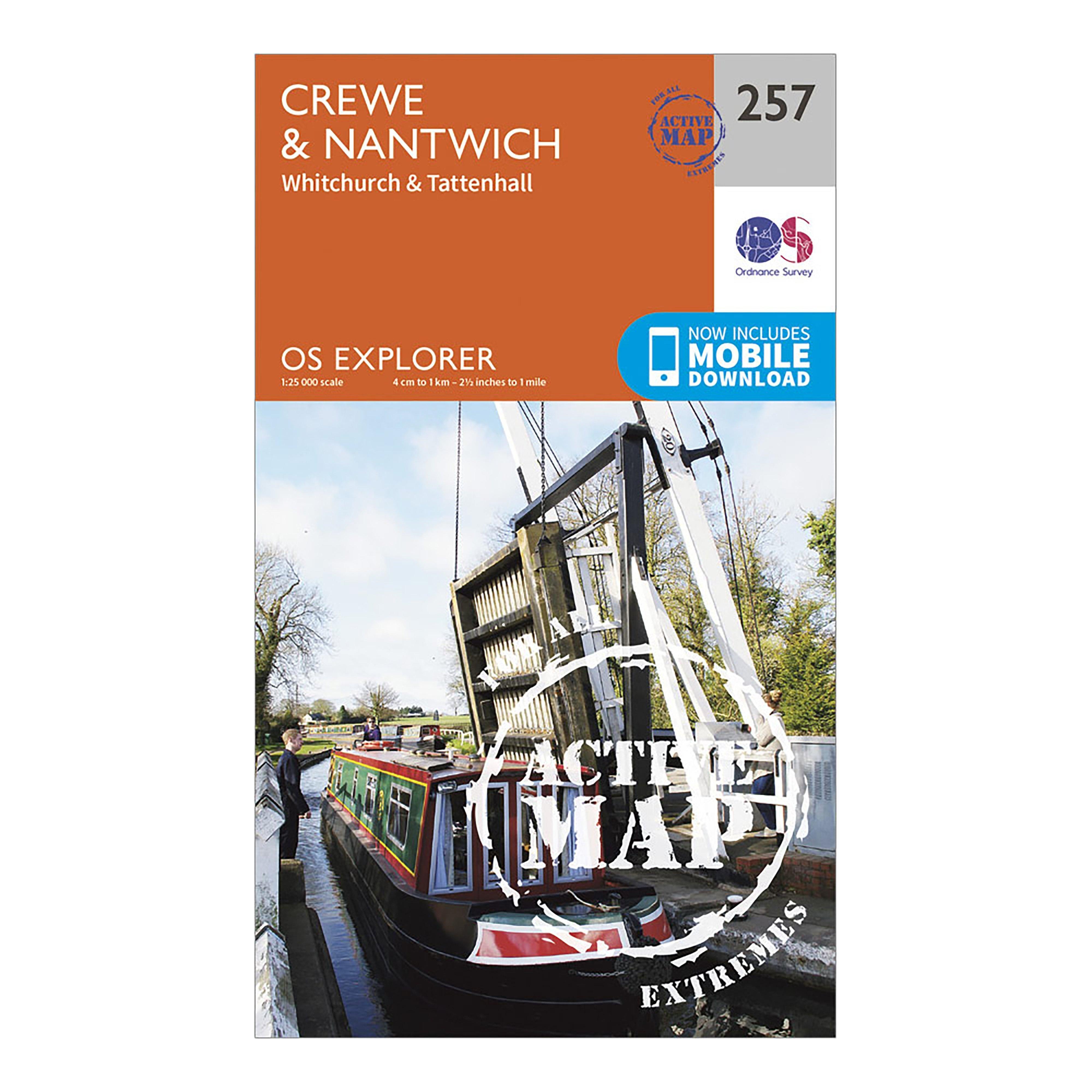 Ordnance Survey Explorer Active 257 CreweandNantwich Map With Digital Version - Orange/d  Orange/d