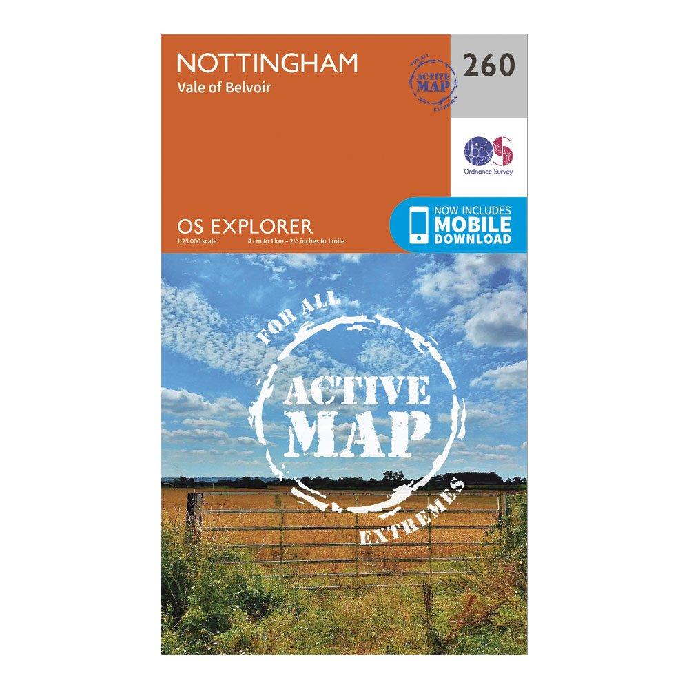 Ordnance Survey Explorer Active 260 Nottingham Map With Digital Version - Orange/d  Orange/d